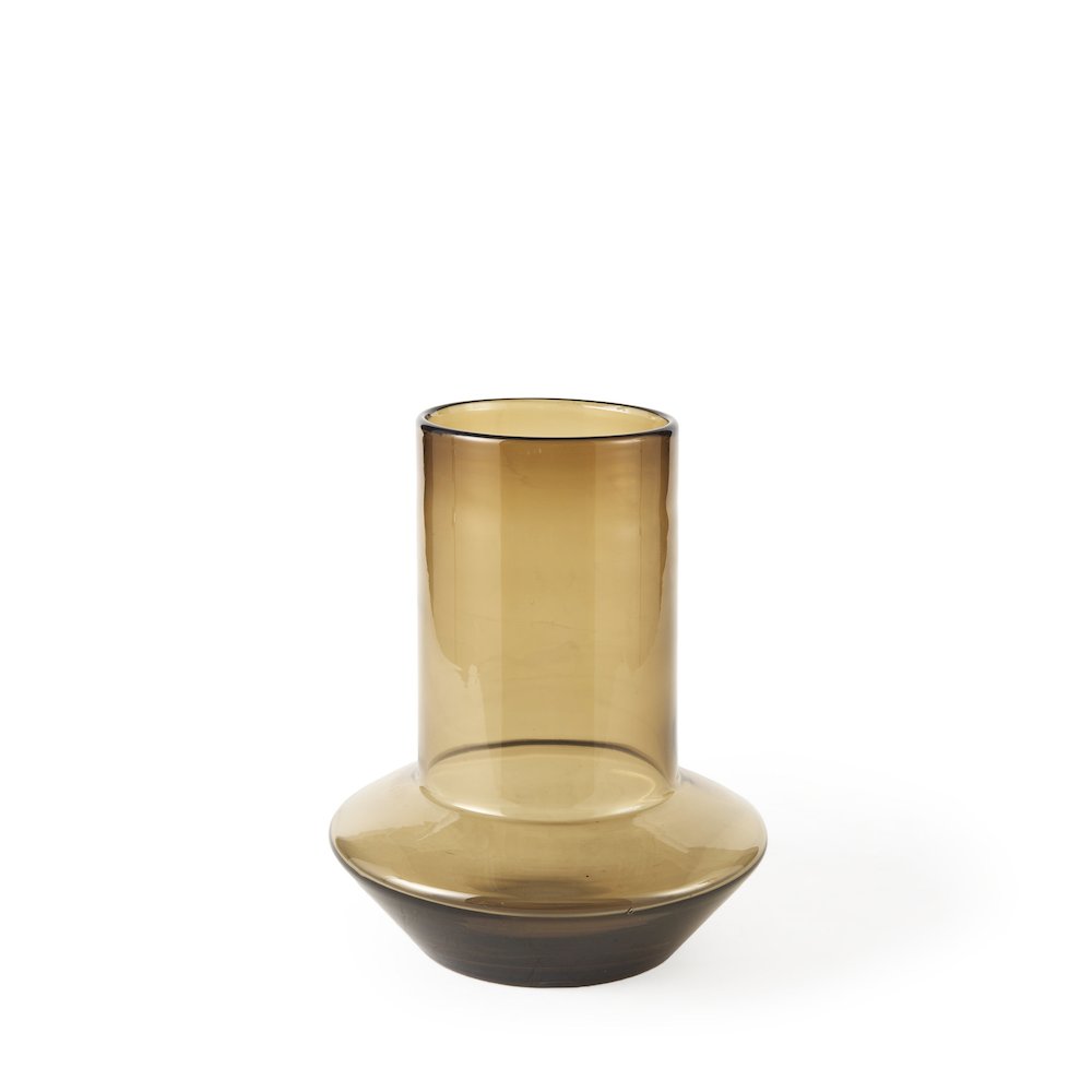 Amrita 8.3L x 8.3W x 9.7H Golden Brown Glass Vase. Picture 1