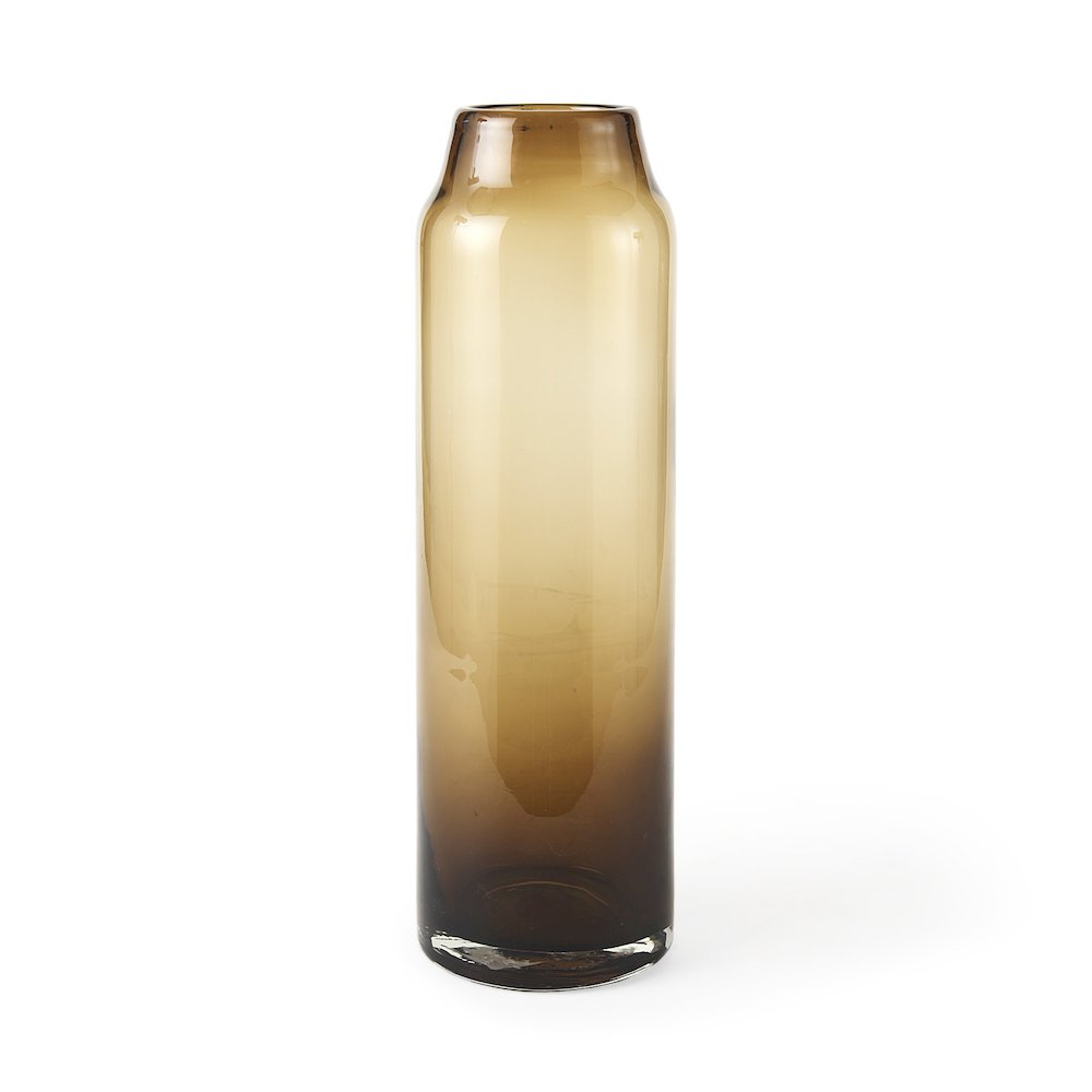 Amrita 4.8L x 4.8W x 16.0H Golden Brown Glass Vase. Picture 1