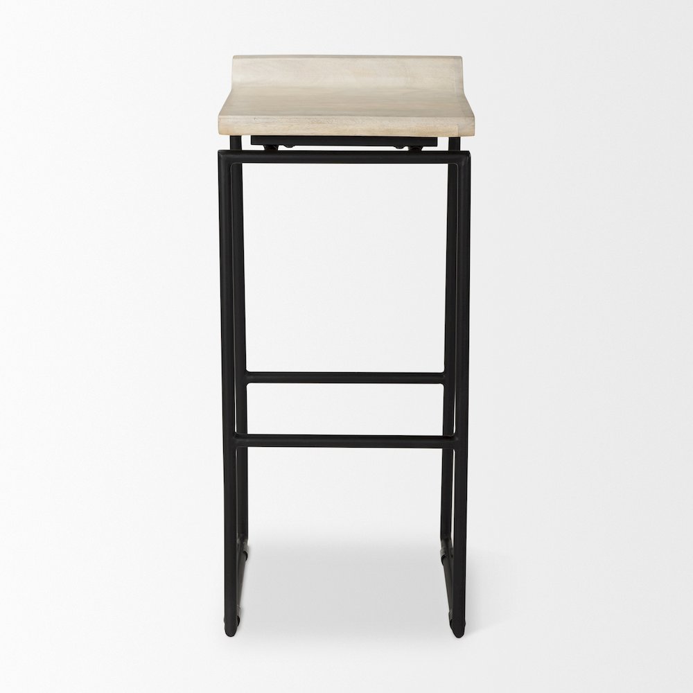 14.0L X 15.8W X 31.8H Natural Woodblack Metal Frame Bar Stool. Picture 6