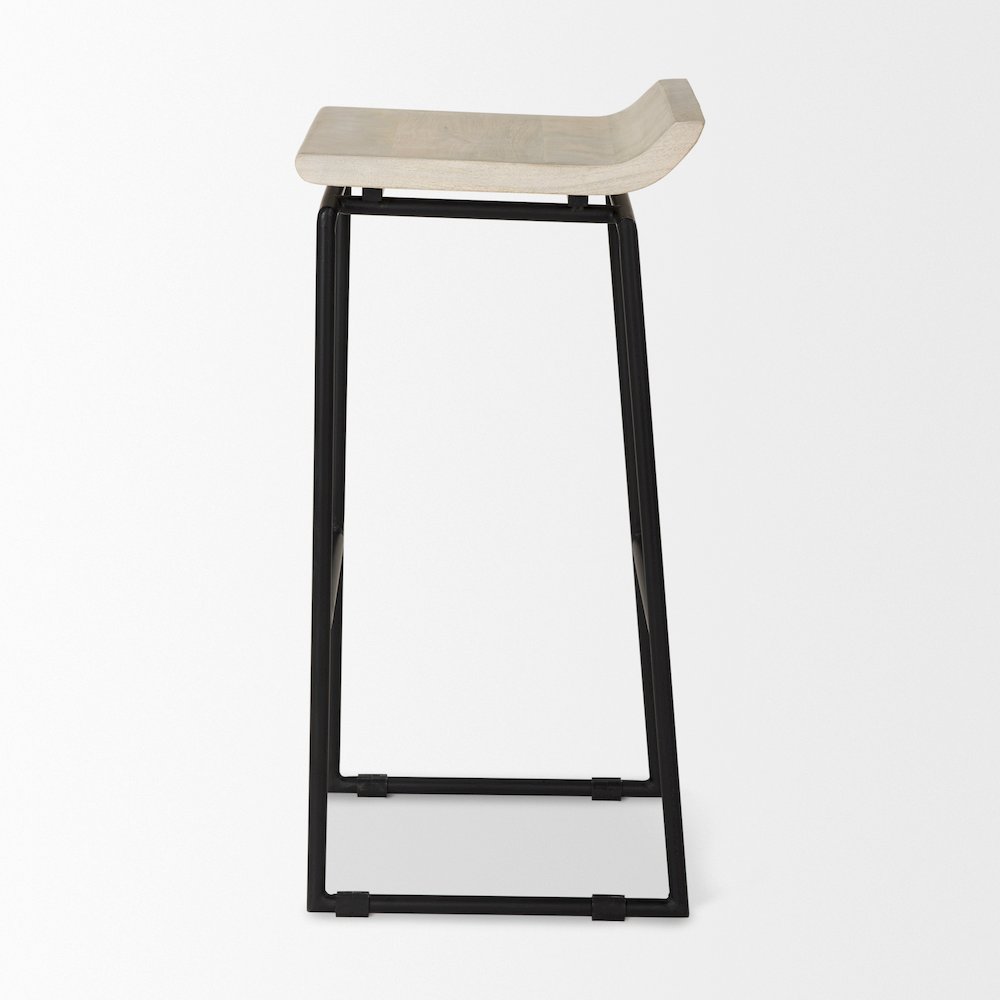 14.0L X 15.8W X 31.8H Natural Woodblack Metal Frame Bar Stool. Picture 7
