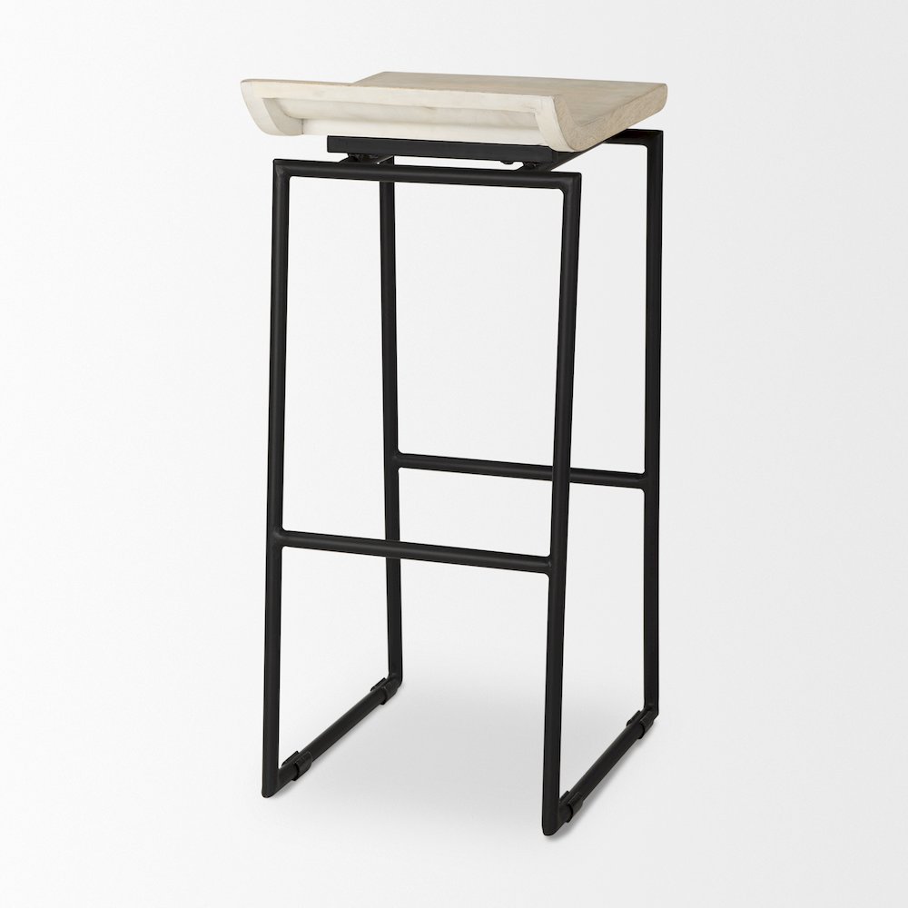 14.0L X 15.8W X 31.8H Natural Woodblack Metal Frame Bar Stool. Picture 9