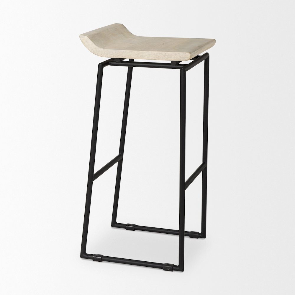 14.0L X 15.8W X 31.8H Natural Woodblack Metal Frame Bar Stool. Picture 10