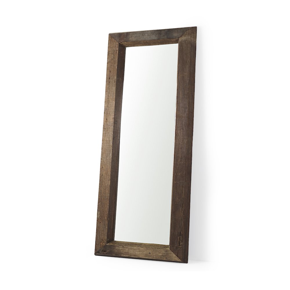 Gerome 31.0L x 5.0W x 86.0H  Brown Wooden Floor Mirror. Picture 1