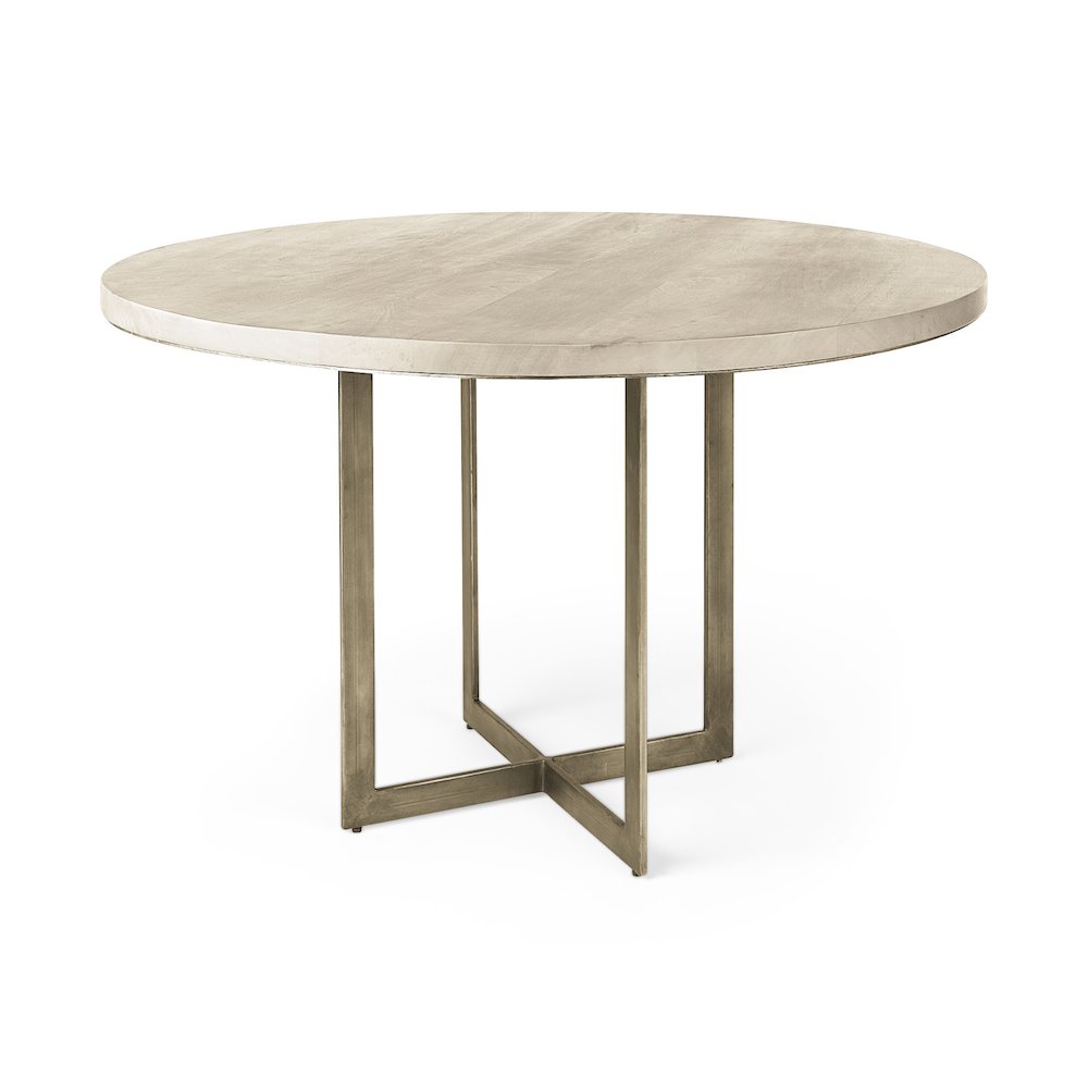 Faye 48.0L x 48.0W x 30.0H Beige Finished Wood Round Dining Table. Picture 1
