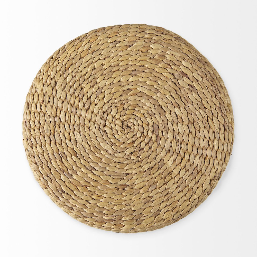 Maya 17.7L x 17.7W x 17.7H Light BrownMedium Brown Stripes Seagrass Round Pouf. Picture 3