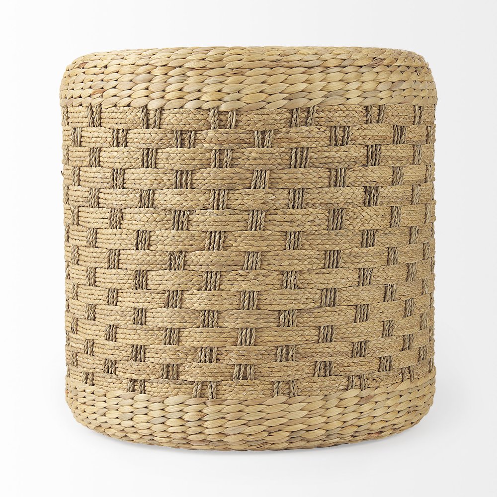 Michelle 17.7L x 17.7W x 17.7H Light Brown Woven Seagrass Round Pouf. Picture 2