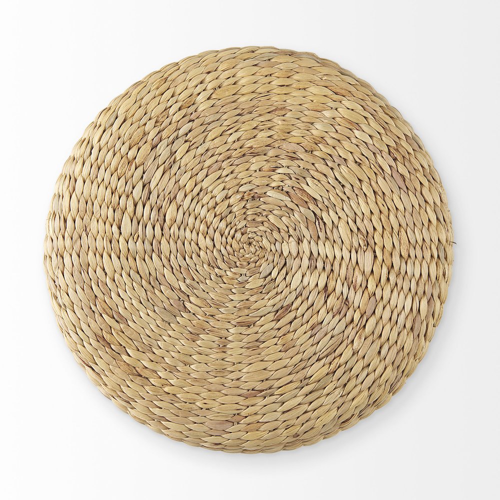 Michelle 17.7L x 17.7W x 17.7H Light Brown Woven Seagrass Round Pouf. Picture 3