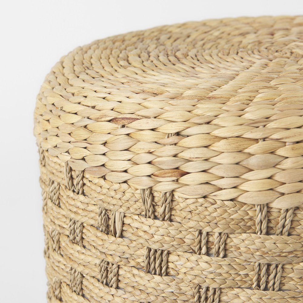 Michelle 17.7L x 17.7W x 17.7H Light Brown Woven Seagrass Round Pouf. Picture 4