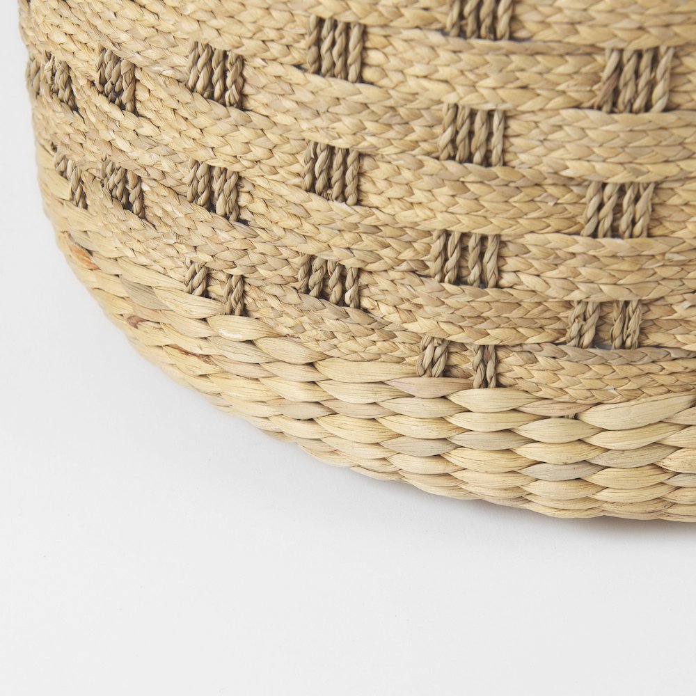 Michelle 17.7L x 17.7W x 17.7H Light Brown Woven Seagrass Round Pouf. Picture 6
