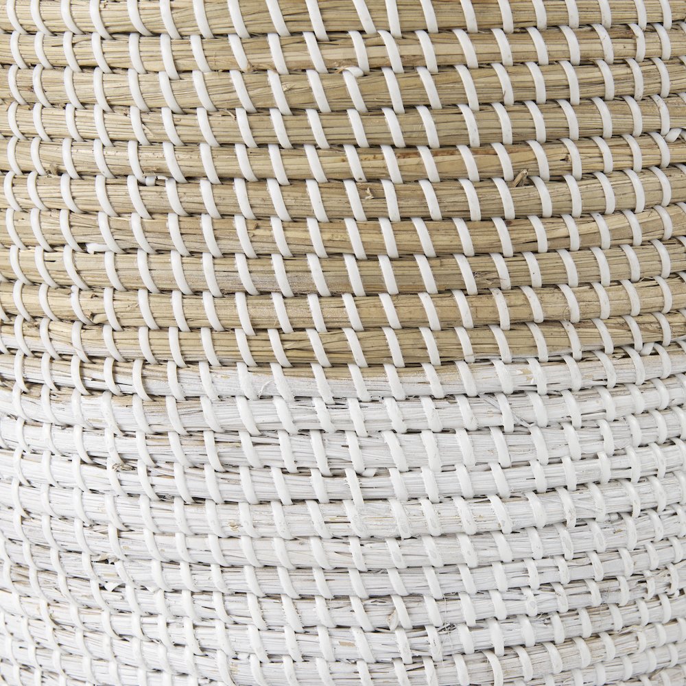 (Set Of 3) Light Brownwhite Dipped Seagrass Round Basket Handles. Picture 7