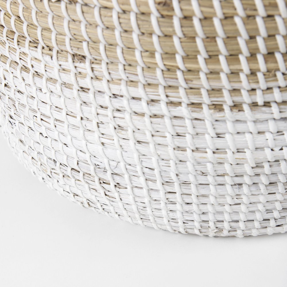 (Set Of 3) Light Brownwhite Dipped Seagrass Round Basket Handles. Picture 8