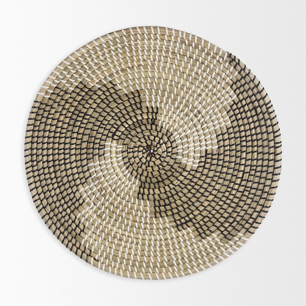 Luna 18.0L x 18.0W x 3.0H Large Light Brown Seagrass Round Wall Hanging Plate. Picture 3