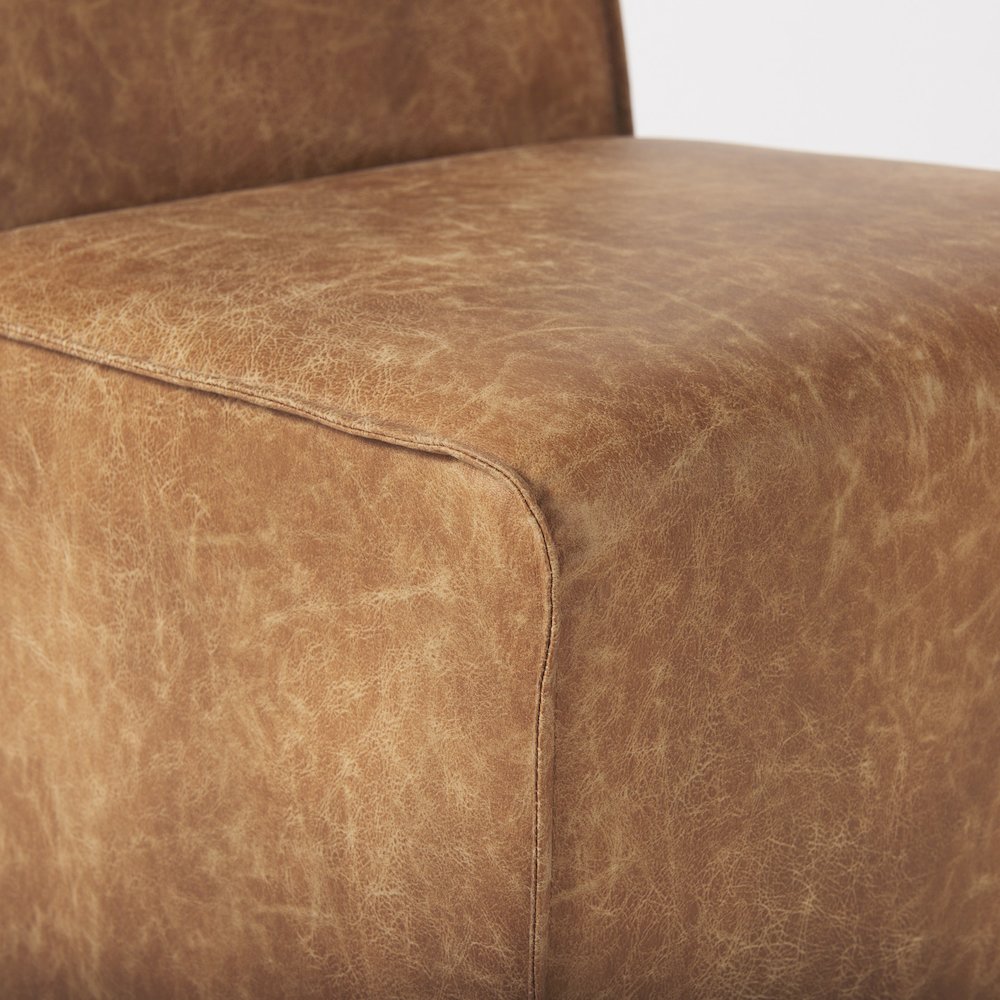 19.8L X 26.3W X 31.8H Cognac Brown Faux Leather Dining Chair. Picture 2