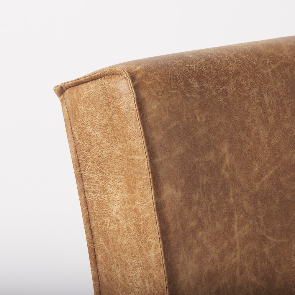 19.8L X 26.3W X 31.8H Cognac Brown Faux Leather Dining Chair. Picture 10