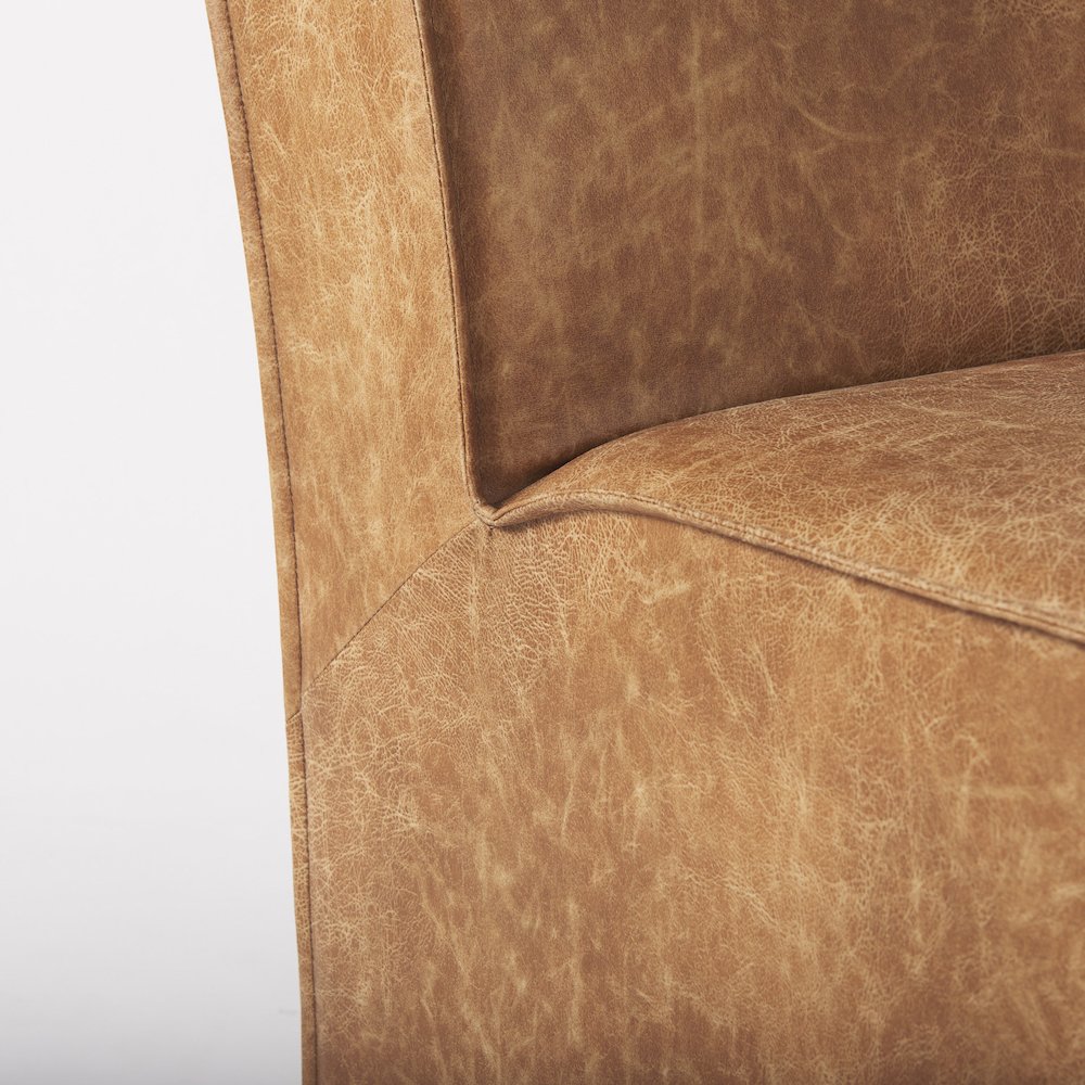 19.8L X 26.3W X 31.8H Cognac Brown Faux Leather Dining Chair. Picture 11