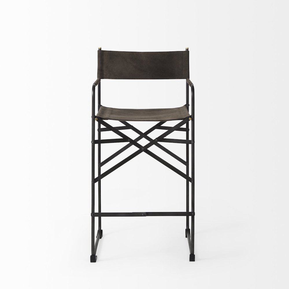 19.3L X 19.3W X 40.2H Brown/Gray Suede Metal Frame Counter Stool. Picture 5