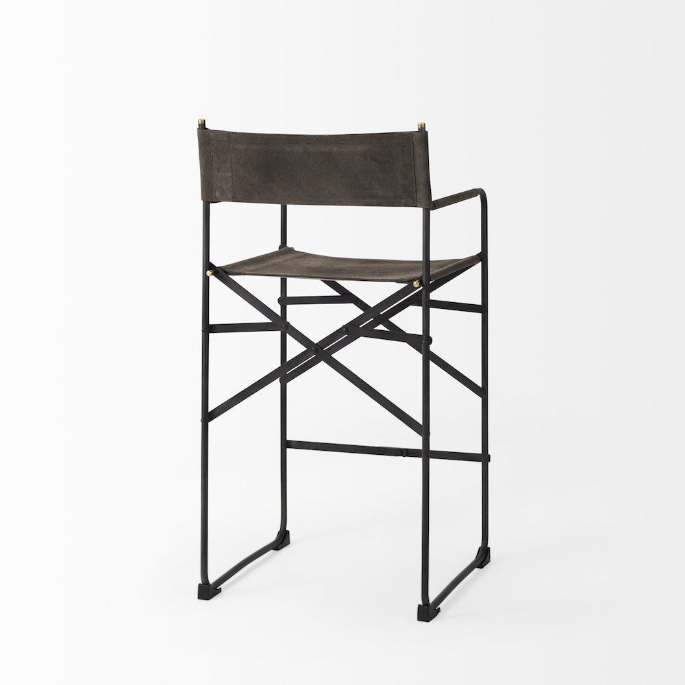 19.3L X 19.3W X 40.2H Brown/Gray Suede Metal Frame Counter Stool. Picture 7