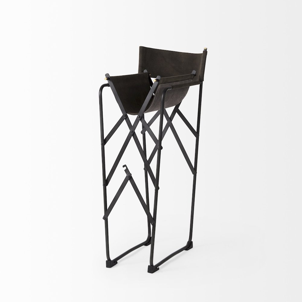 19.3L X 19.3W X 40.2H Brown/Gray Suede Metal Frame Counter Stool. Picture 8