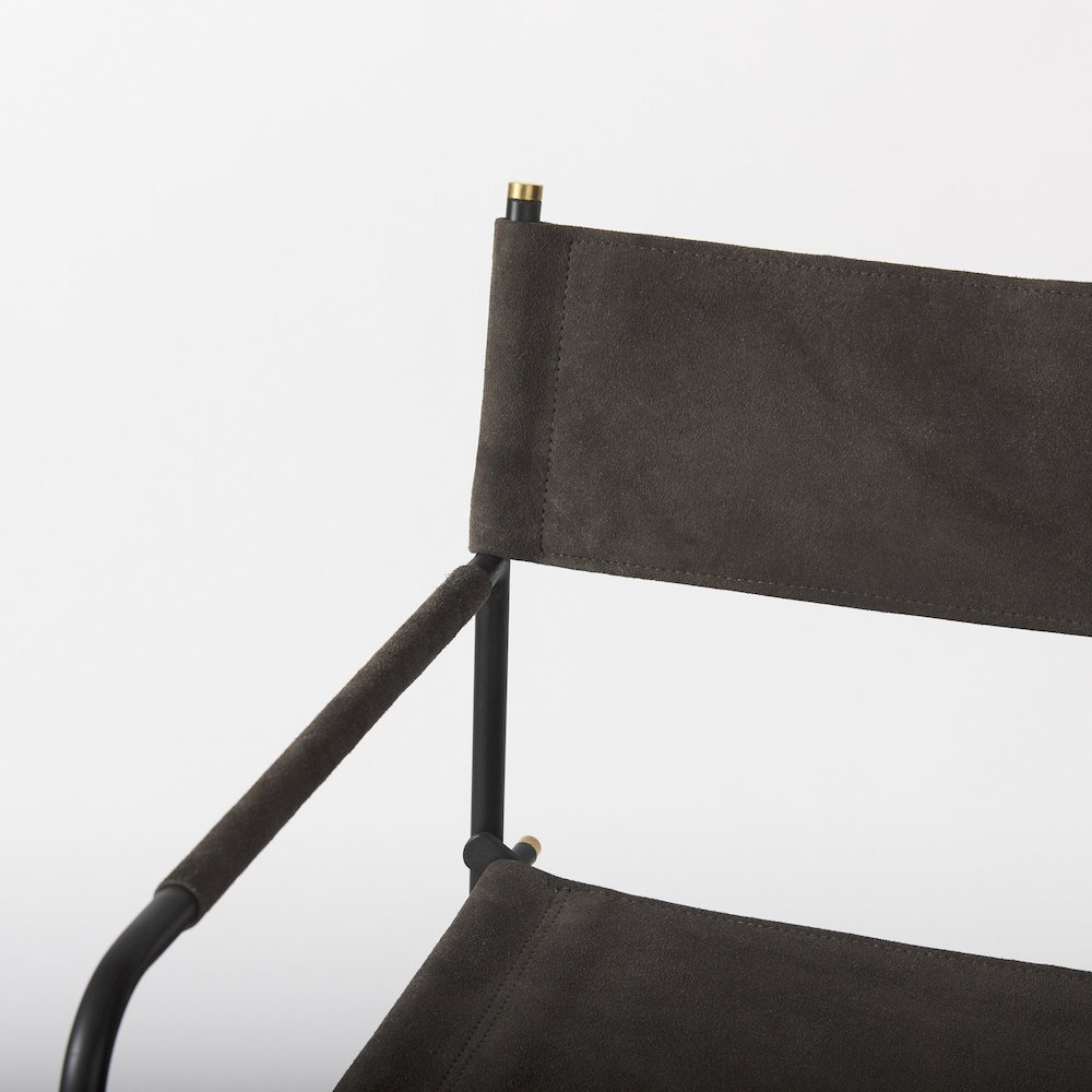 19.3L X 19.3W X 40.2H Brown/Gray Suede Metal Frame Counter Stool. Picture 9