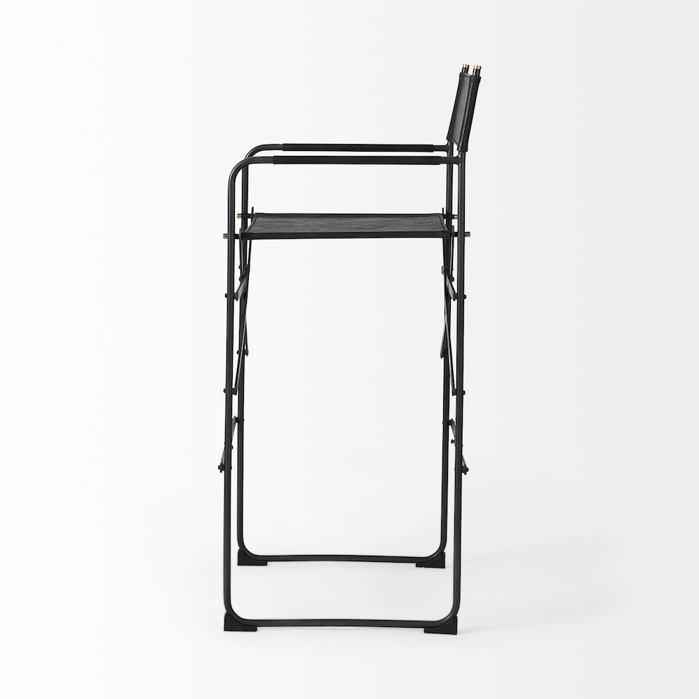 19.3L X 19.3W X 44.1H Black Leather Seatblack Iron Frame Bar Stool. Picture 5