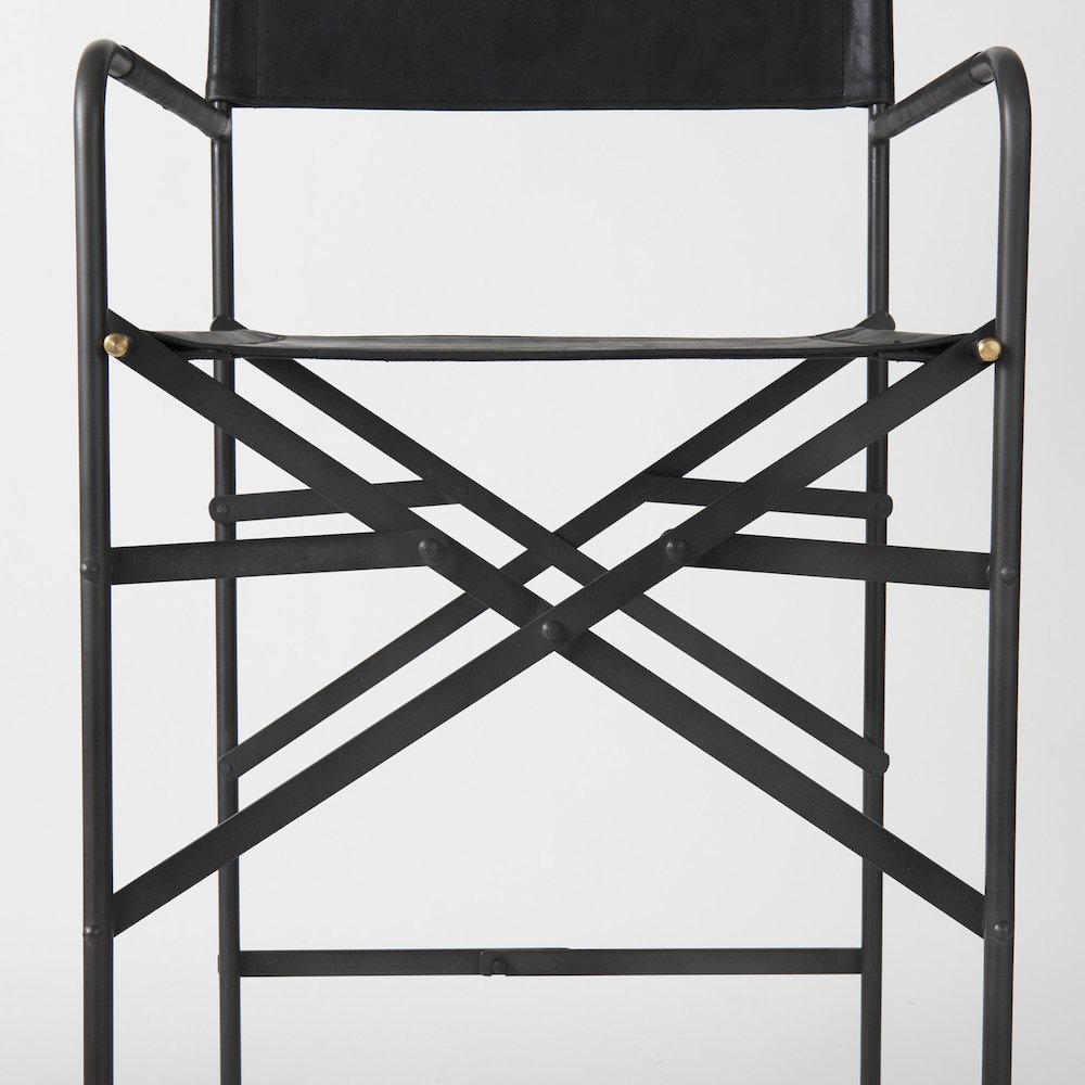 19.3L X 19.3W X 44.1H Black Leather Seatblack Iron Frame Bar Stool. Picture 11