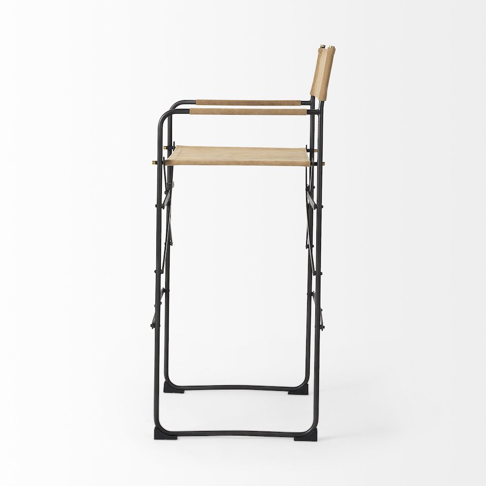 19.3L X 19.3W X 44.1H Brown Leather Seatblack Iron Frame Bar Stool. Picture 7