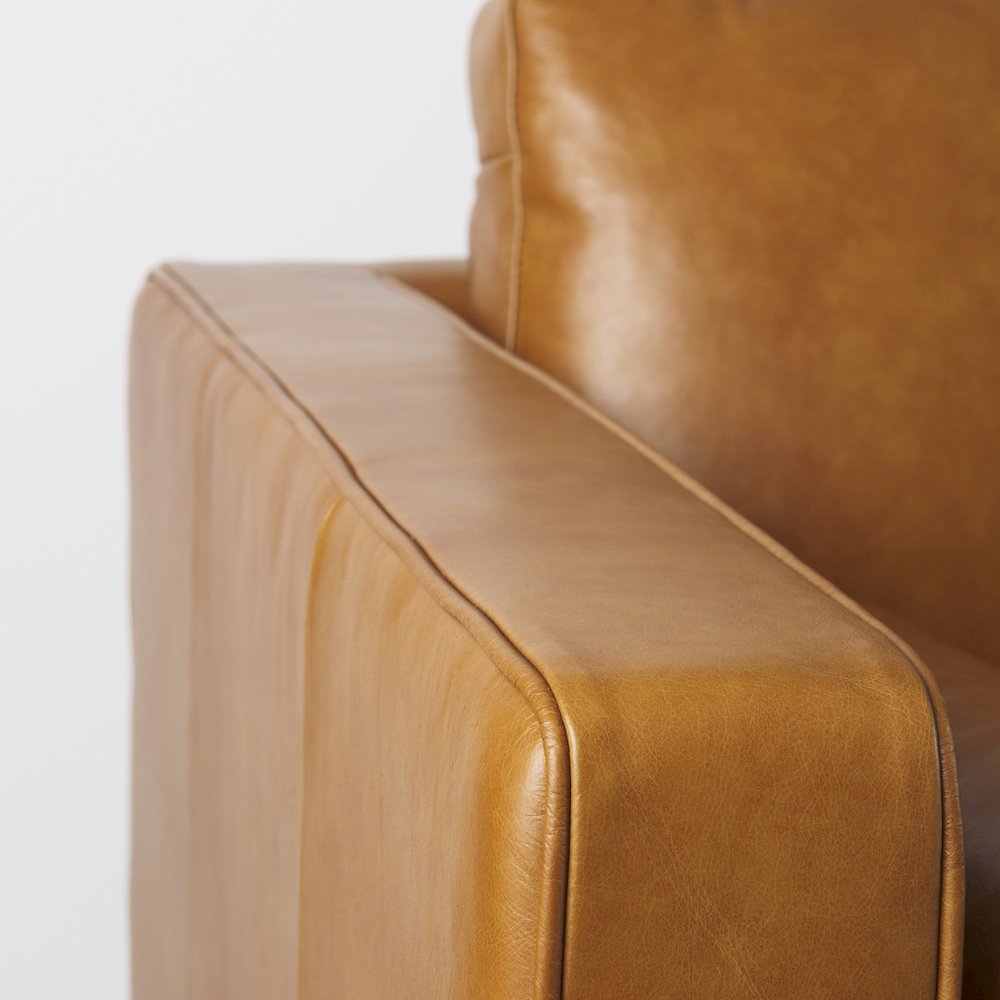 Svend 88.0L x 38.0W x 34.0H Tan Leather Sofa. Picture 5