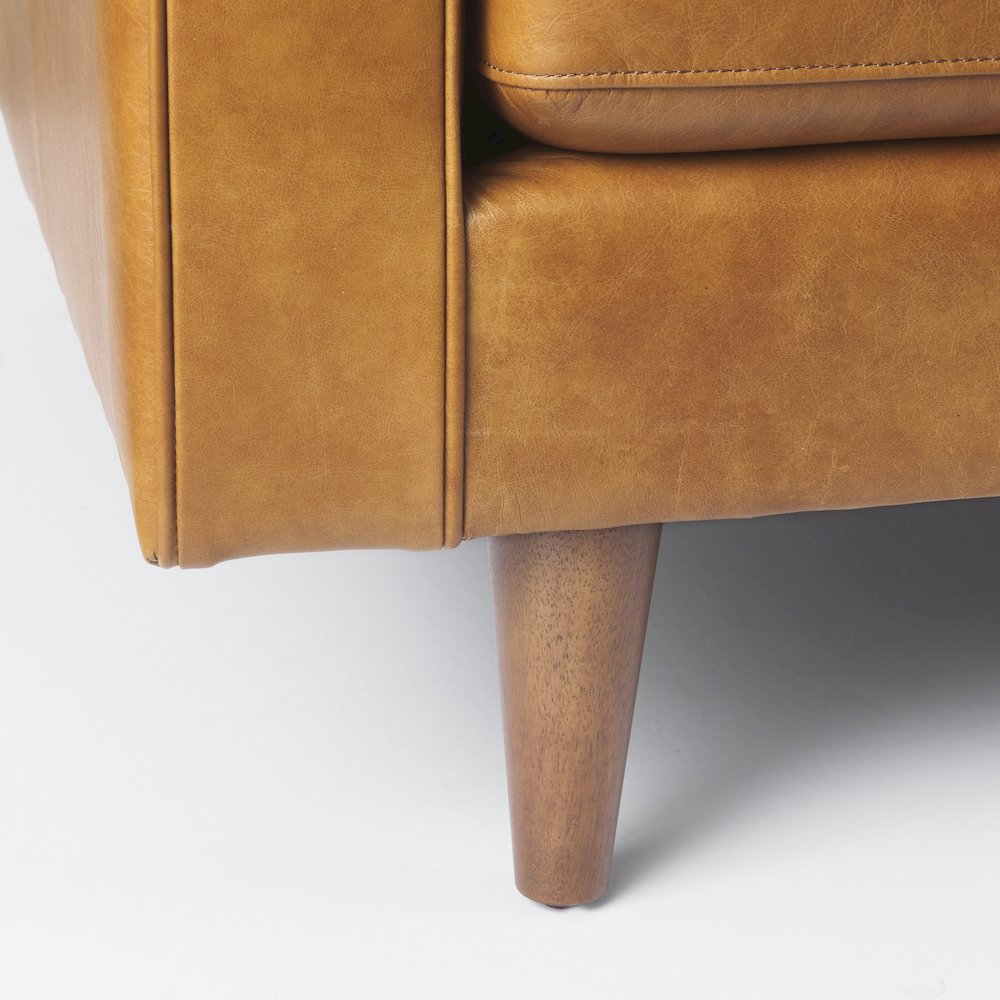 Svend 88.0L x 38.0W x 34.0H Tan Leather Sofa. Picture 8