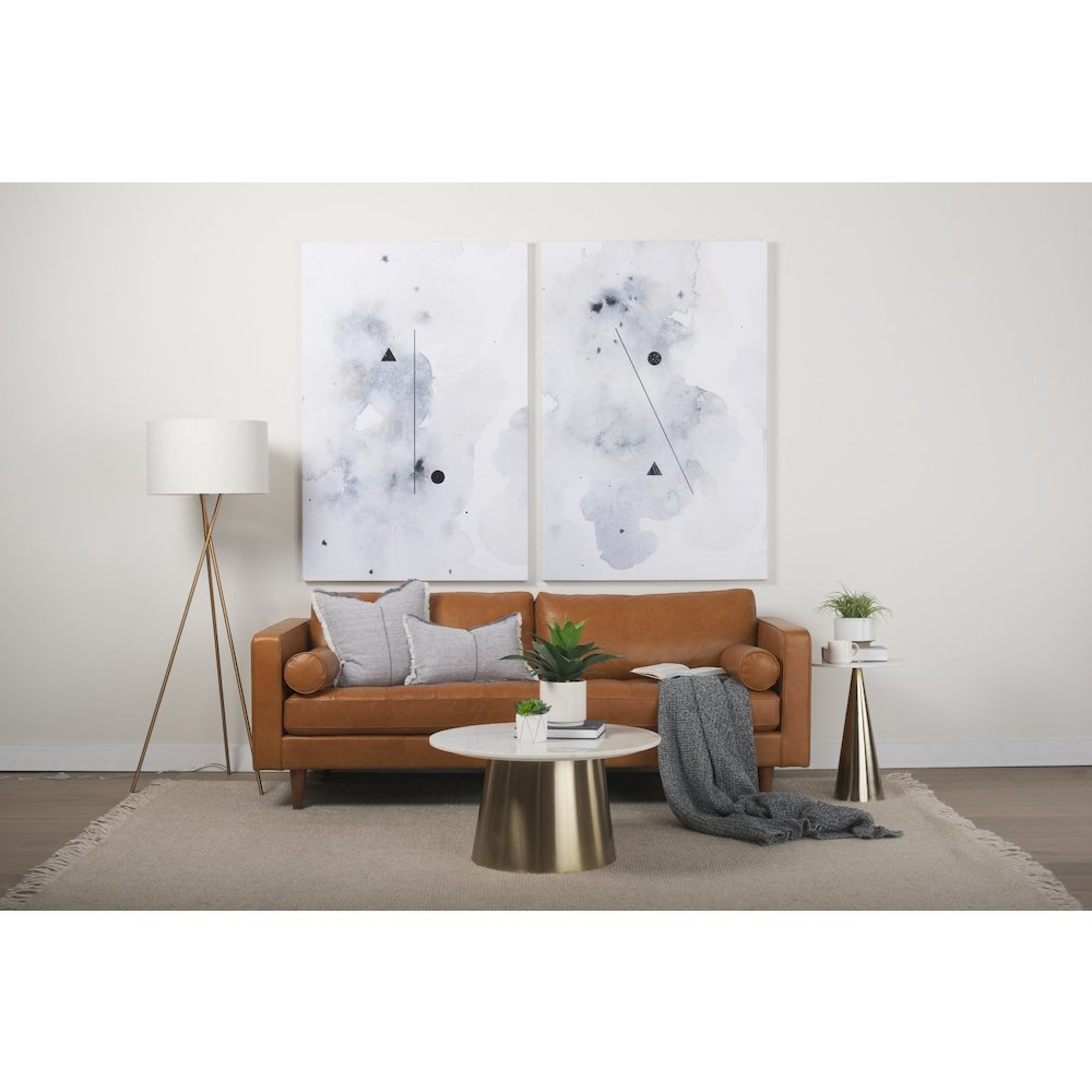 Svend 88.0L x 38.0W x 34.0H Tan Leather Sofa. Picture 9