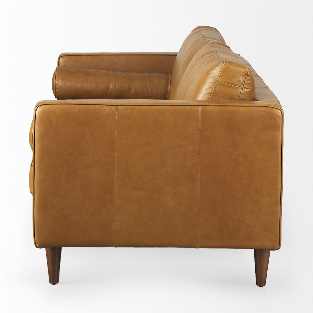 Svend 88.0L x 38.0W x 34.0H Tan Leather Sofa. Picture 15