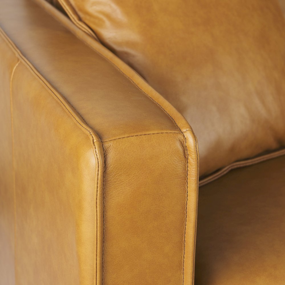 D'Arcy 88.0L x 37.0W x 34.0H Tan Leather Sofa. Picture 2