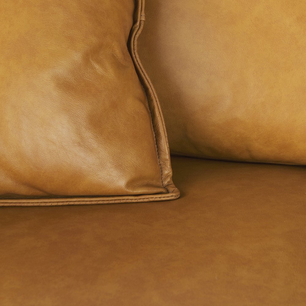 D'Arcy 88.0L x 37.0W x 34.0H Tan Leather Sofa. Picture 3