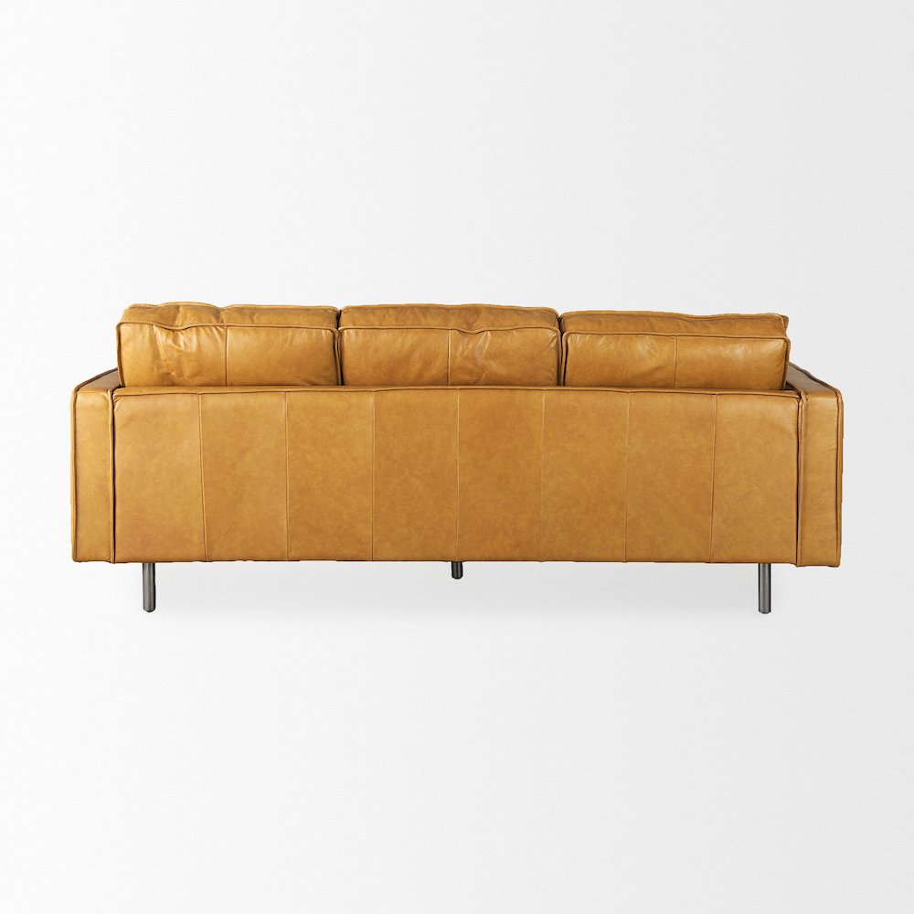 D'Arcy 88.0L x 37.0W x 34.0H Tan Leather Sofa. Picture 10