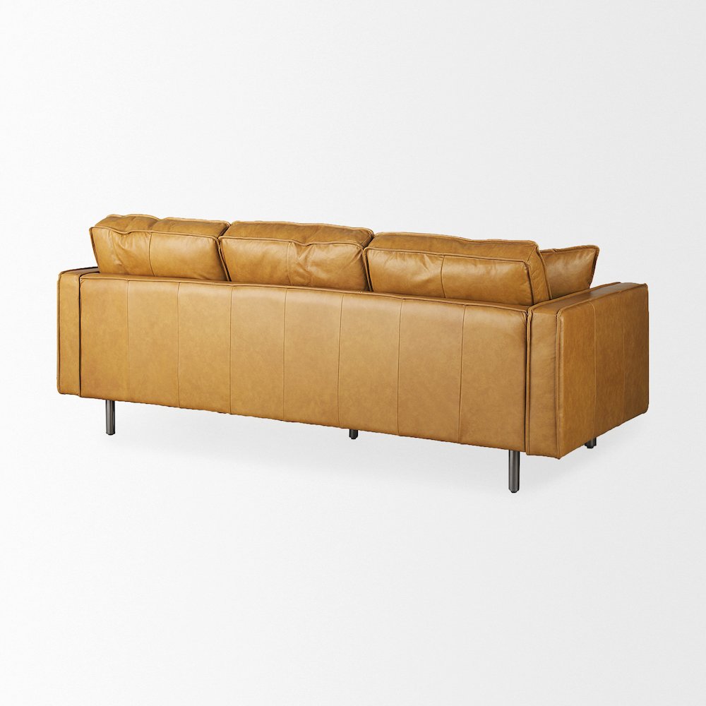 D'Arcy 88.0L x 37.0W x 34.0H Tan Leather Sofa. Picture 11