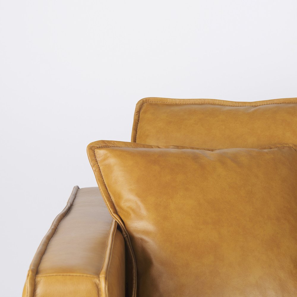 D'Arcy 88.0L x 37.0W x 34.0H Tan Leather Sofa. Picture 13