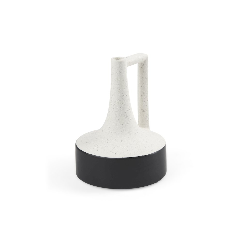 Burton 8.3H Small White and Black Ceramic Jug Vase. Picture 1