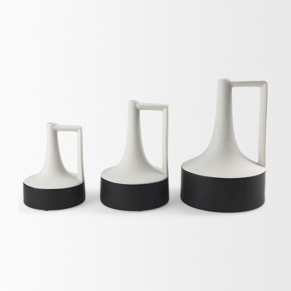 Burton 8.3H Small White and Black Ceramic Jug Vase. Picture 4