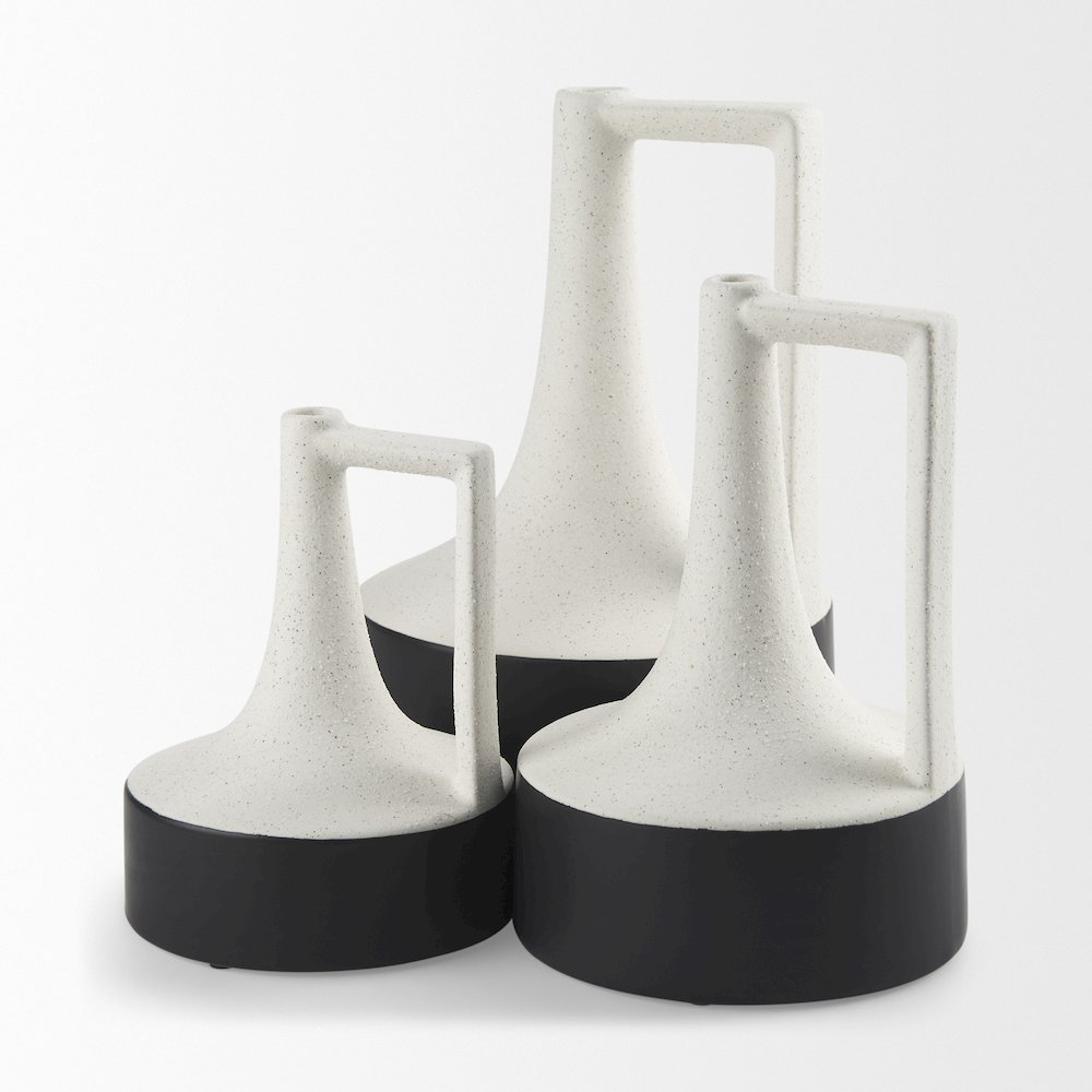 Burton 8.3H Small White and Black Ceramic Jug Vase. Picture 5
