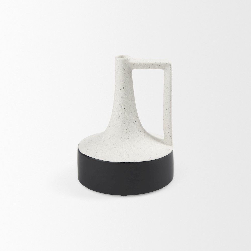 Burton 8.3H Small White and Black Ceramic Jug Vase. Picture 8
