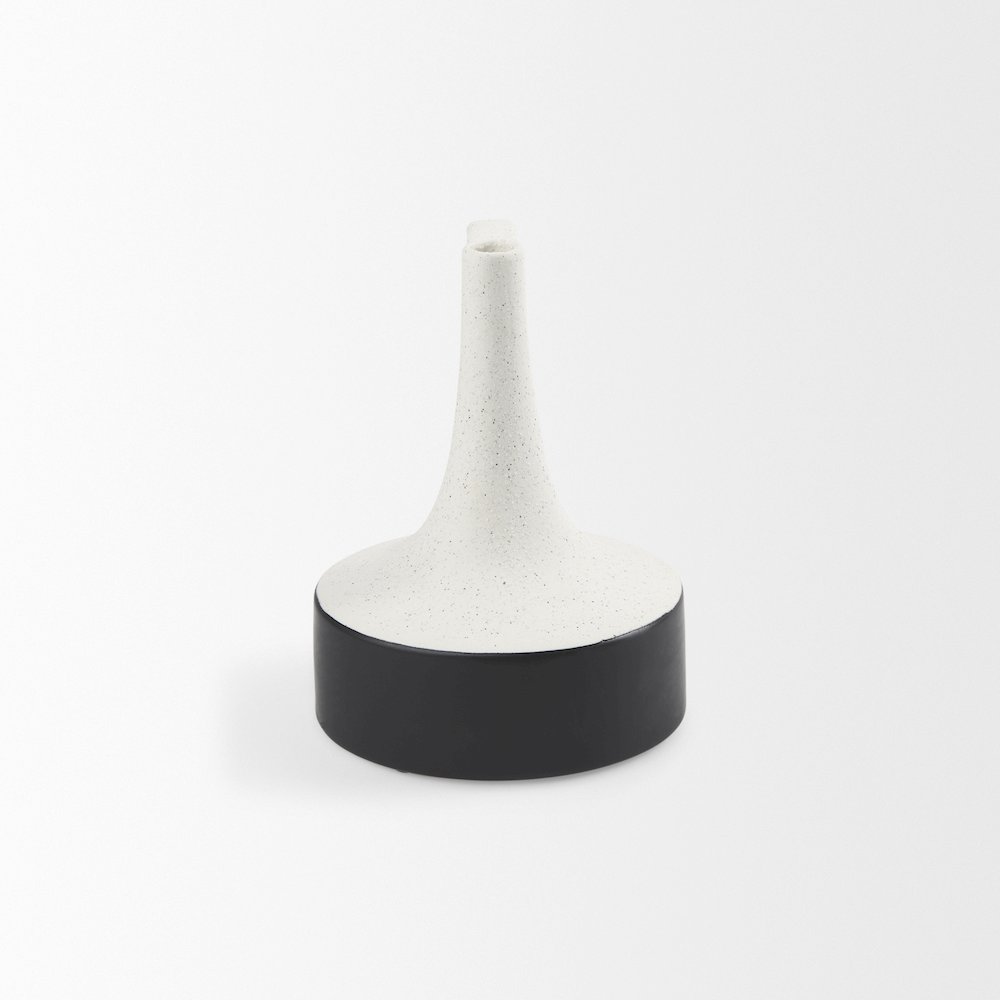 Burton 8.3H Small White and Black Ceramic Jug Vase. Picture 9