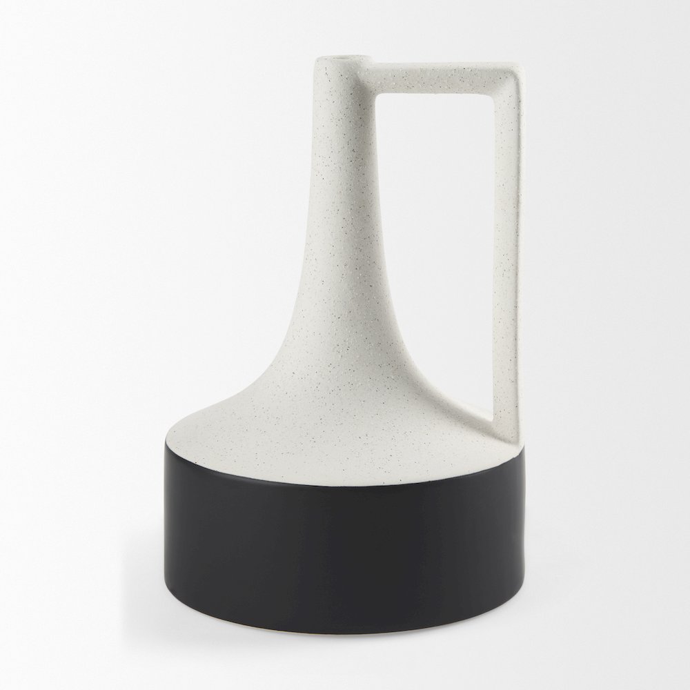 Burton 13.1H Large White and Black Ceramic Jug Vase. Picture 9