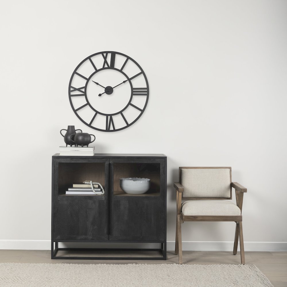 Stoke 30" Round Black Iron Wall Clock. Picture 2