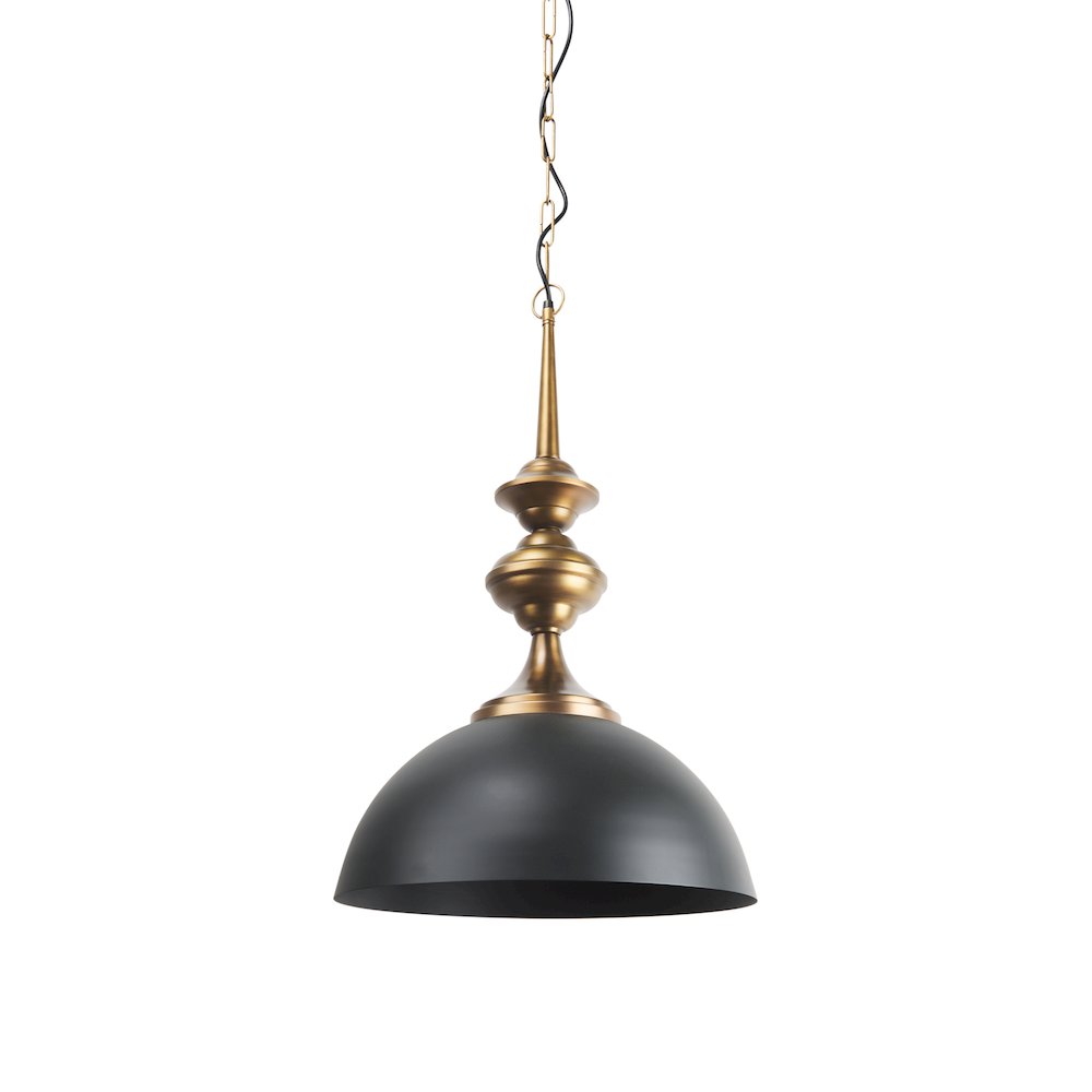 Willson 17.0L x 17.0W x 29.0H Black IronAntique Brass Dome Pendant Light. Picture 1