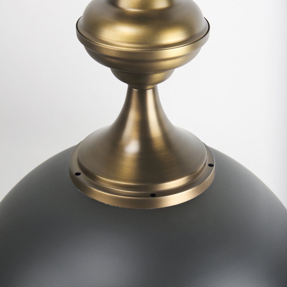 Willson 17.0L x 17.0W x 29.0H Black IronAntique Brass Dome Pendant Light. Picture 7