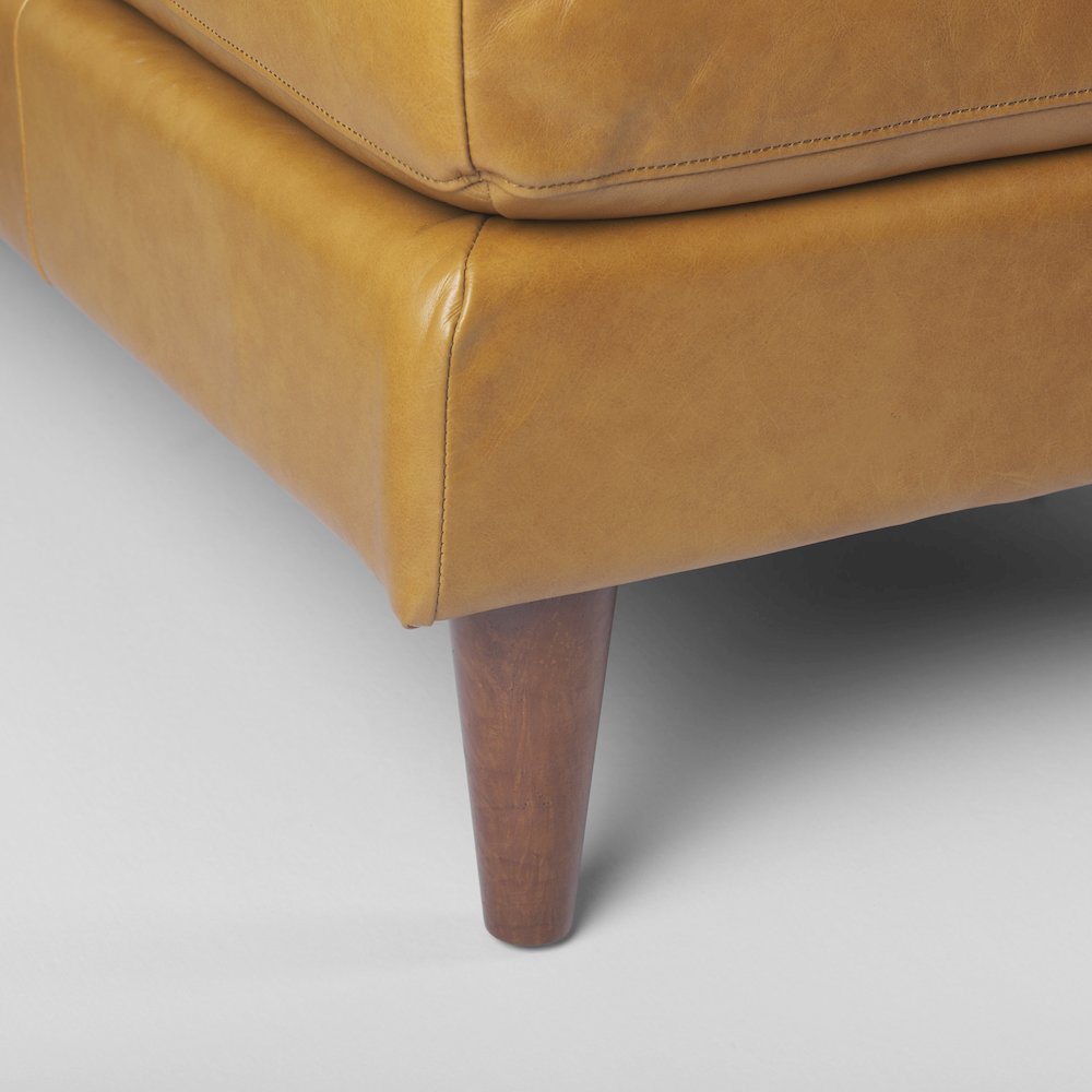 Svend 111.4L x 68.0W x 33.9H Tan Leather Left Chaise Sectional Sofa. Picture 4