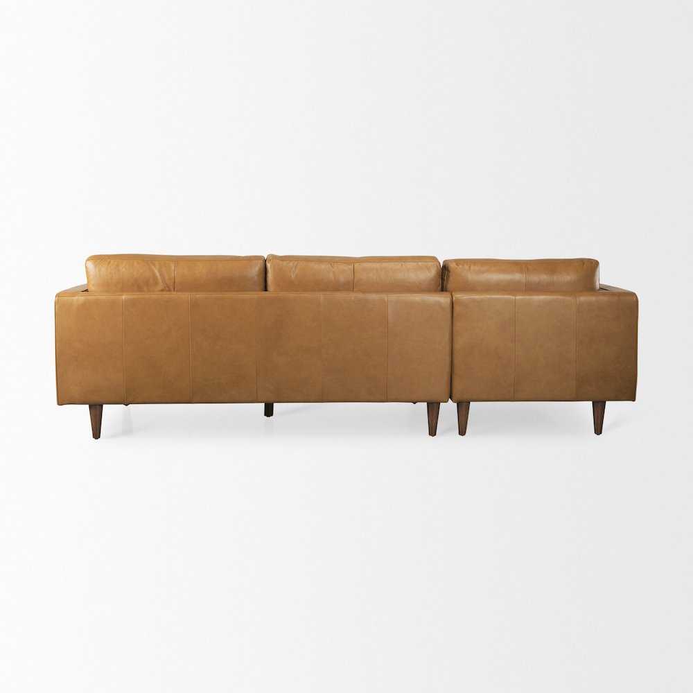 Svend 111.4L x 68.0W x 33.9H Tan Leather Left Chaise Sectional Sofa. Picture 9