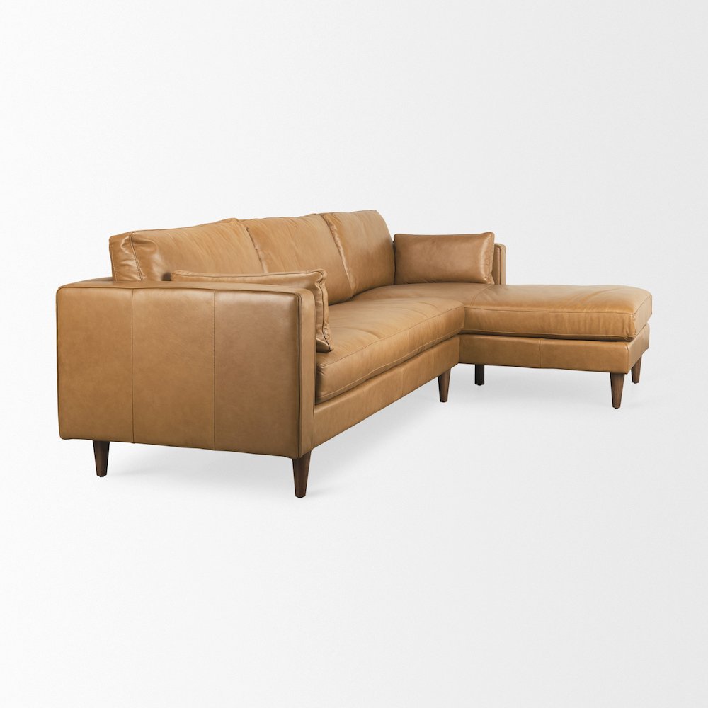Elton 111.4L x 68.1W x 34.3H Tan Leather Right Chaise Sectional. Picture 8