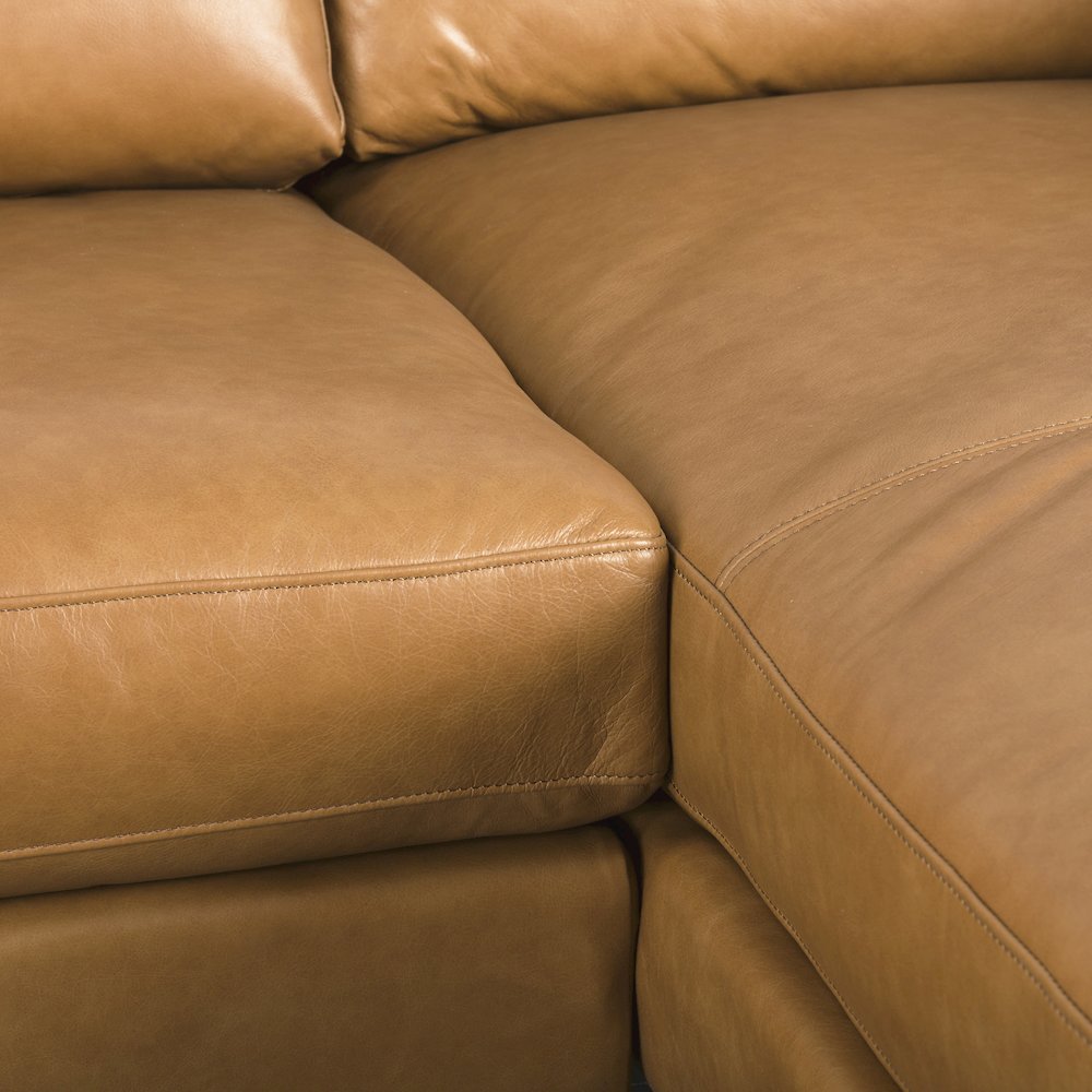 Elton 111.4L x 68.1W x 34.3H Tan Leather Right Chaise Sectional. Picture 11