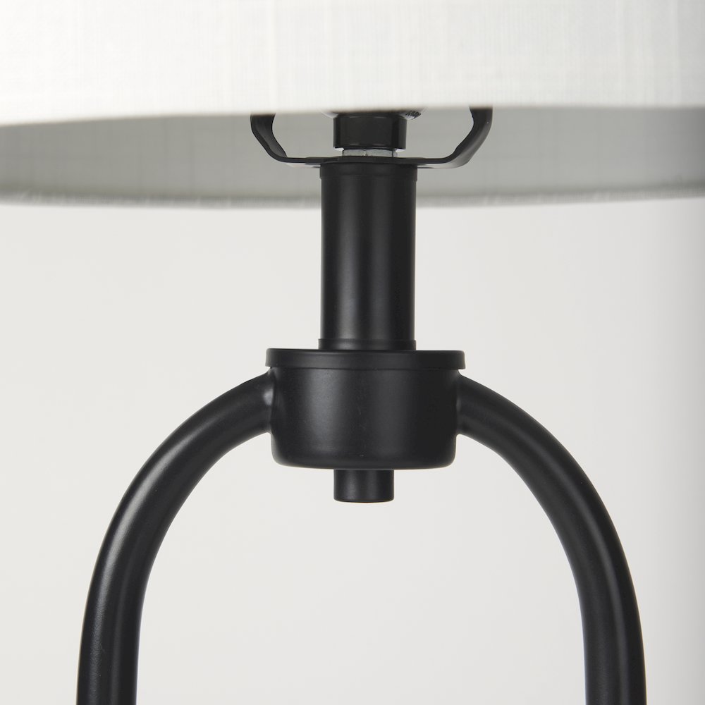 15.0L X 10.0W X 22.2H Arched Black Metalmarble Cube And White Shade Table Lamp. Picture 2