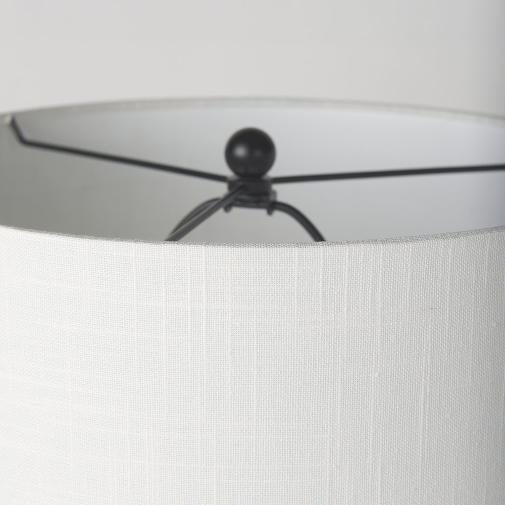 15.0L X 10.0W X 22.2H Arched Black Metalmarble Cube And White Shade Table Lamp. Picture 10